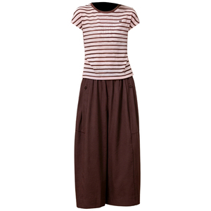 <span class=keywords><strong>Ensemble</strong></span> 2 pièces pour femmes <span class=keywords><strong>en</strong></span> gros : T-shirt rayé d'été + <span class=keywords><strong>Pantalon</strong></span> court à jambes larges – Tenue décontractée OEM - Product Image 3