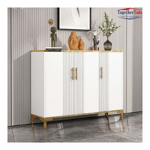 Meuble de rangement multifonctionnel en panneaux de particules haute densité avec portes à nervures pour l'organisation des chaussures, buffet de salle à manger - Product Image 5