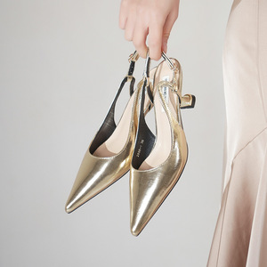 2888-1 Escarpins à bout pointu et bride arrière, talon haut, en cuir véritable, tendance mode, chaussures pour femmes - Product Image 2