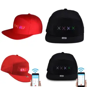 Homens Mulheres Bluetooth LED APP Controlado Baseball Hat Mensagem Display Hip Hop chapéu