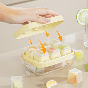Molde de silicona para cubitos de hielo BWA67, forma cuadrada, con tapa, para refrigerador doméstico, fácil desmolde, fabricador de hielo. - Product Image 1