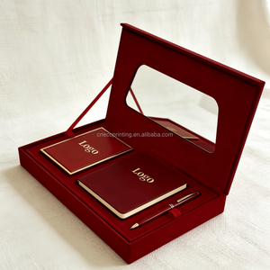 סט יוקרתי של מחברת מעור PU והדפסה בהתאמה אישית, וקלף קלפים, באריזת מתנה קטיפתית, מושלם למתנות - Product Image 1