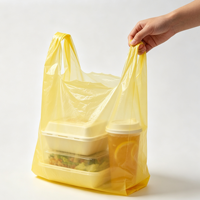 Sac de transport en plastique jaune citron vif uni, polyvalent pour cosmétiques et petits articles à emporter