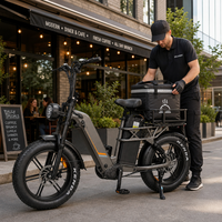 Vélo cargo électrique 48V à double batterie au lithium pour livraison de repas, moteur double 2000W, pneus larges 20 pouces, direct usine