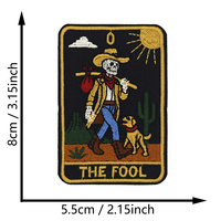 Patchs brodés thermocollants Western Halloween Crâne Cowboy Tarot, Cactus du Désert Rétro, Gothique pour Vêtements et Sacs