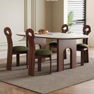 Solid Wood Oval Dining <b>Table</b> Travertine Slab <b>Walnut</b> Ash Wood Home Dining Room Furniture Stable Box Frame Structure - Product Image 4
