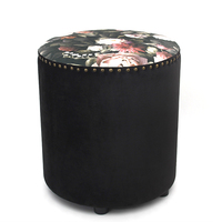 Personnalisé haute qualité siège d'impression rond marocain velours tufté pouf moderne rivet tabouret tabouret de lit