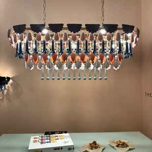 JYLIGHTING Lustre en céramique de style campagnard français, hauteur réglable, design macaron coloré, hôtel, salon, salle à manger, <span class=keywords><strong>villa</strong></span> - Product Image 2