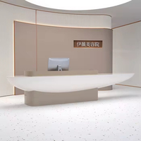 Bureau de réception extensible en surface solide blanche de luxe |   Comptoir d'accueil moderne pour hôtel, bureau, salon de beauté et centre commercial