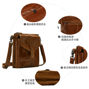 Dujiang Genuine Leather Crossbody <b>Bag</b> <b>Large</b> Capacity Men's <b>Shoulder</b> <b>Bag</b> For Leisure Travel Summer 2025 - Product Image 3