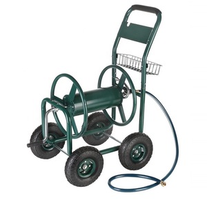Enrouleur de tuyau d'arrosage 90 mètres avec roues et panier pour l'arrosage extérieur - Product Image 4