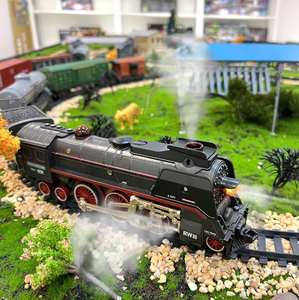 Juego de regalo de juguete de pista de tren de vapor retro transfronterizo, juguete de coche de pista eléctrica simulada con luces y música - Product Image 2