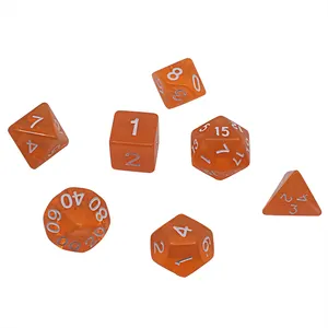 Custom Polyhedral D4-D20 Dice Engraved Acrylic Dice Set orange transparent dice set for Table Game