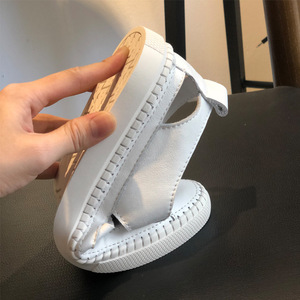 Sandalias Casuales de Hombre Tejidas de PU, Cerradas, Transpirables, Planas, Blancas, Huecas, Romanas, Antideslizantes, para Caminar, Primavera-Verano - Product Image 3