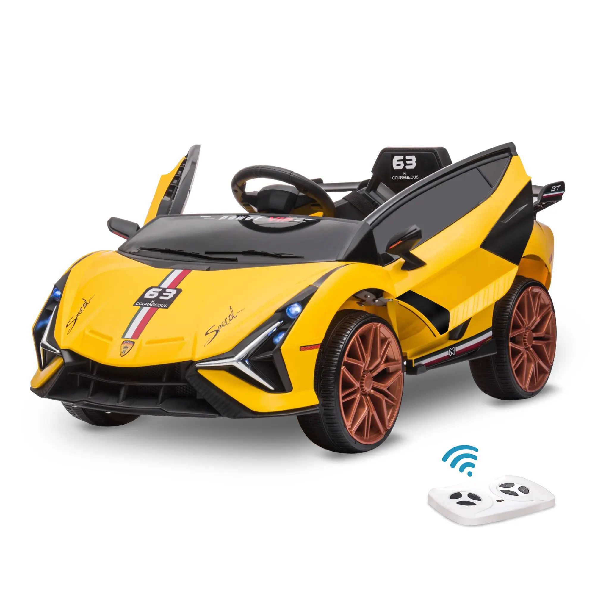 Voitures à pédales pour enfants jouets apprentissage voiture de sport électrique RC 2.4G quatre roues motrices 6V/12V grande batterie 380W moteur début balançoire voiture