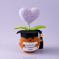 Décoration de bureau au crochet, fleurs en pot au crochet faites à la main, plantes artificielles en fil tricoté, énergie positive, pour cadeau de remise de diplôme