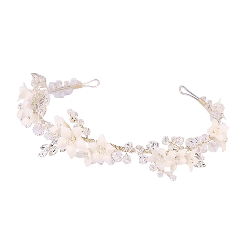 2021 Лидер продаж свадебные аксессуары для волос Тиара Белый Кристалл бриллиант головной убор Сушеный Цветок Корона цветочный