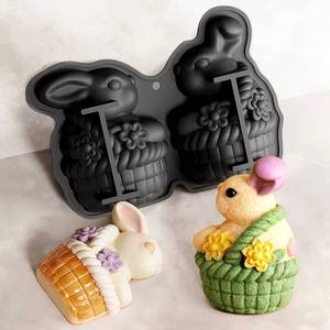 MUYULINS Factory Easter 2-Cavity Rabbit LFGB Platinum Grade Non-Stick Easy Release BPA-Free <b>Silicone</b> Mousse Cake Mold - Product Image 1
