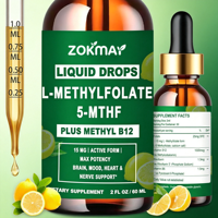 15mg Methylfolate Liquide en Gouttes Methyl B12 Actif 5-MTHF Complexe B B2 Riboflavine B6 MTHFR Complément de Soutien OEMODM