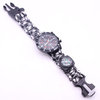 Bracelet en paracorde EDC, kit de survie multifonctionnel, montre en paracorde, sifflet, corde de sauvetage d'urgence pour l'extérieur, bracelet avec couteau, camping