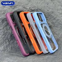 VAWI B428 Coque de téléphone magnétique transparente en gros avec support d'engrenage pour iPhone 18 17 16 15 14 Pro Max, étui transparent anti-jaunissement