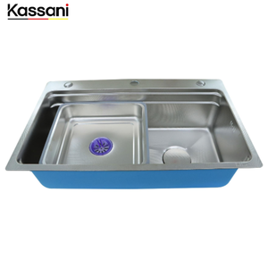 Évier de cuisine moderne en acier inoxydable SUS304, facile à nettoyer, surface brossée, cuve unique, encastrable, usage domestique - Product Image 1