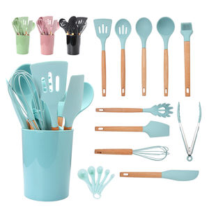 أدوات المطبخ 11 قطعة ملعقة سيليكون وملعقة أواني طهي غير لاصقة طقم أواني مع مقبض سيليكون آمن على الغذاء صندوق هدايا - Product Image 2