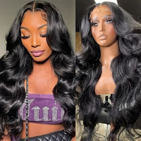 Perruque Lace Front Transparente 13x4 pour Femme, Ondulations Africaines Water Wave et Body Wave, Résistante à la Chaleur, Douce, Lisse et Volumineuse, Vente en Gros