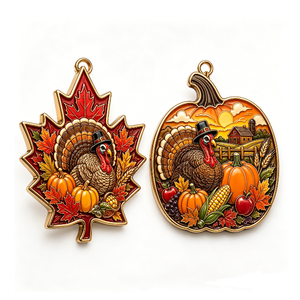 Épinglette en métal en forme de dinde de Thanksgiving, plaquée or, forme irrégulière, émail dur, souvenir de collection - Product Image 5