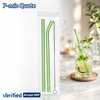 SOTON Pailles en verre colorées réutilisables, résistantes à la chaleur, en borosilicate, avec brosse, transparentes, pour smoothies, cocktails, jus