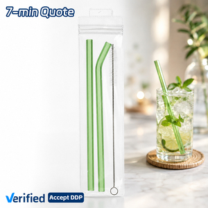 <span class=keywords><strong>Cannucce</strong></span> in Vetro Colorato Riutilizzabili SOTON, Resistenti al Calore in Borosilicato, con Spazzolino, Trasparenti per Frullati, <span class=keywords><strong>Cocktail</strong></span> e Succhi - Product Image 1