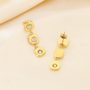 Boucles d'oreilles pendantes longues JAJGI pour femme, tendance, irrégulières, creuses, en laiton massif plaqué or 18 carats, style fête - Product Image 5