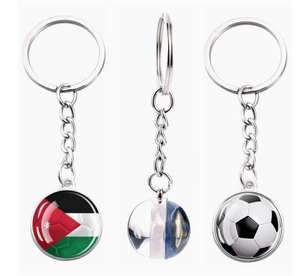 Porte-clés et pendentif de sac en verre avec fleur en cristal, motif drapeau national de l'<span class=keywords><strong>Arabie</strong></span> <span class=keywords><strong>Saoudite</strong></span>, bijou souvenir de voyage - Product Image 2