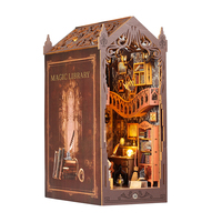 Kit de construction de bibliothèque 3D Magic Library avec lumière LED, kit de livres en bois pour débutants pour la décoration de bibliothèque fantastique