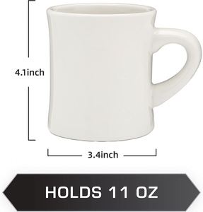 Customized 11oz Vintage Cream White Ceramic Coffee Mug Custom Logo Restaurant Coffee Diner Mugs - Product Image 4