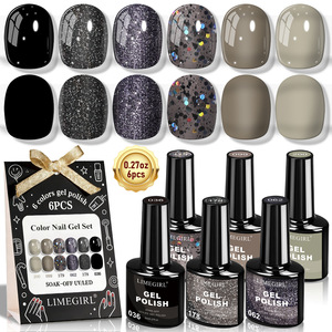 Set de Gel de Resina de 6 Colores para Uñas, Gris <span class=keywords><strong>Cemento</strong></span>, Negro Oscuro, Estilo Rococó, <span class=keywords><strong>Esmalte</strong></span> con Diamantes Rotos Brillantes, Básico - Product Image 5