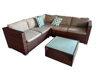 Ensemble de canapé et table basse en rotin pour l'extérieur, ODM OEM, pour patios et balcons, meubles en rotin avec coussins imperméables
