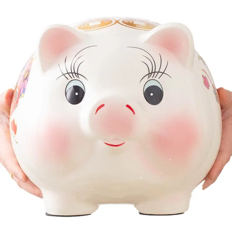 Europe kids coin box Classical Piggy Shape Ceramic finishing Pig Money Bank box For Home Decoration