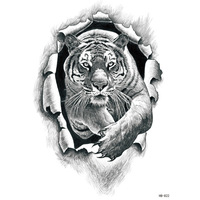 Tatouage temporaire grand format Tigre Noir, Loup, Léopard, Monstre, Bête, pour Hommes, résistant à l'eau, pour bras et jambes, en papier