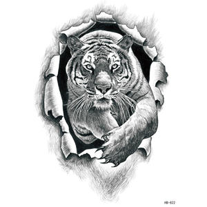 Tatuaje Temporal de Tigre Negro Grande, Diseño de <span class=keywords><strong>Lobo</strong></span>, Leopardo, Bestia, Monstruo, Impermeable, para Cuerpo, Brazos y Piernas - Product Image 6