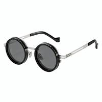 A20002 Nouvelles Lunettes de Soleil Créatives Unisexe Faites à la Main, Monture Ronde Complète en Métal Coloré, Polarisées et avec Filtre ND - Idéales pour les Voyages en Extérieur