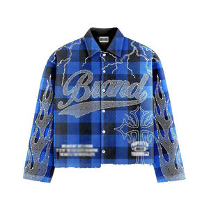 Camicia da <span class=keywords><strong>Uomo</strong></span> <span class=keywords><strong>su</strong></span> <span class=keywords><strong>Misura</strong></span> di Produzione Antica in Flanella di Cotone 100% Stile Retrò Streetwear di Alta Qualità Casual Monopetto con Strass - Product Image 5