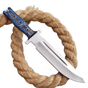 Couteau de chasse et de survie en plein air à lame fixe en acier au carbone fait main, lame en acier inoxydable, manche en bois Pakka, étui en cuir - Product Image 3