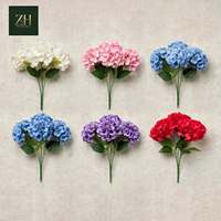 Buket Bunga Hydrangea Sutra Buatan Grosir, Rangkaian Bunga Palsu untuk Dekorasi Pintu Masuk Pernikahan dan Centerpiece