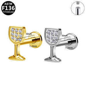 <b>Titanium</b> Plated Tree Branch Zircon <b>Stud</b> Earrings G23 Unisex Fashion Piercing Jewelry ASTM F136 <b>Titanium</b> - Product Image 5
