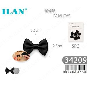 ILAN Bow Ties 3,5 cm x 2,5 cm Fermagli per capelli neri per donne e ragazze 5 pezzi Pajalitas - Product Image 1
