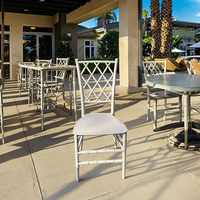 Offres Spéciales moins cher Durable Net Back White Chiavari Chaise en plastique pour fête de mariage en plein air