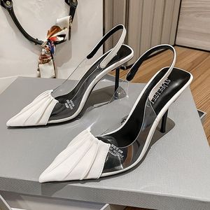 Wrinkle Sandalias Mujer Slide <b>Pointed</b> <b>Toe</b> Designer Women <b>Mules</b> <b>Pointed</b> <b>Toe</b> Women Heels 2025 - Product Image 3