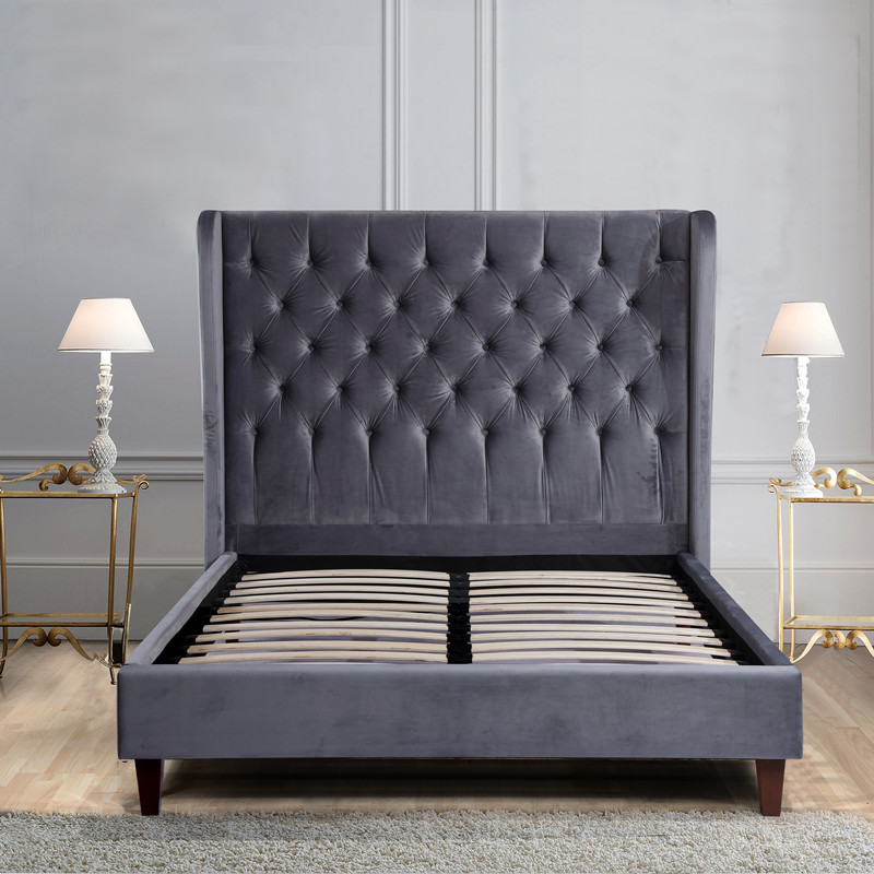 Italian design bedroom furniture upholstered King Size Storage Bed Frame