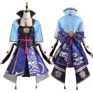 Genshin-Disfraz de Anime para mujer, traje de Cosplay de Genshin Impact <span class=keywords><strong>Ayaka</strong></span> <span class=keywords><strong>Kamisato</strong></span>, peluca de fiesta de Halloween, zapatos de chica, vestido de abanico Chino - Product Image 1
